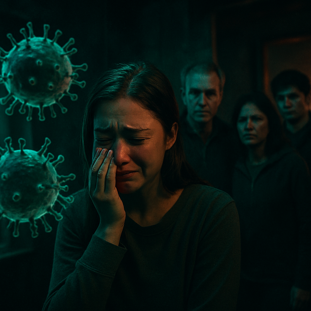 The dreamer had a dream where they contracted a virus, told their family, and cried.