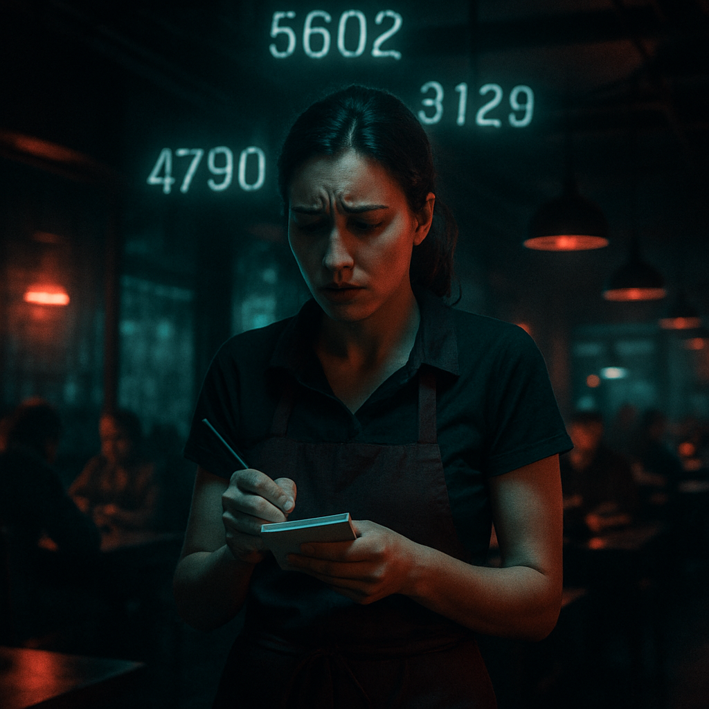 The dreamer experienced a stress dream about waitressing and forgetting PLU numbers to order items, with the situation repeating in a loop.
