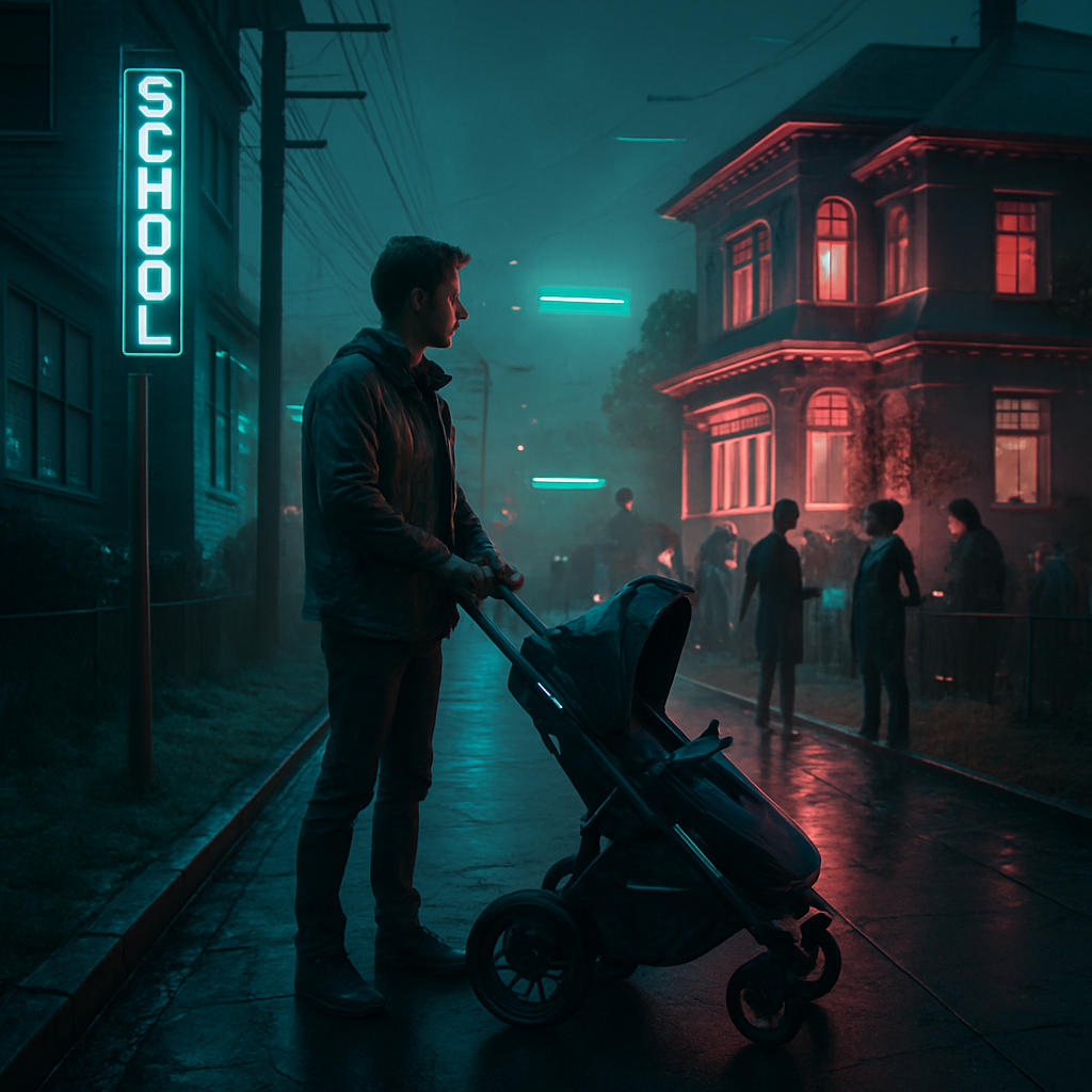 The dreamer pushes a cart near their house, ponders nearby events, deals with people on their ranch, and manages boundaries during a charity event.