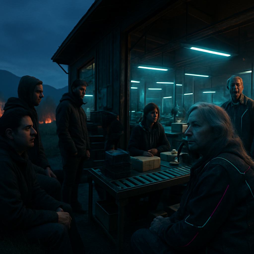 The dream features a gathering at a retreat center, a shift to assembly-line work, and a presence of familiar individuals amidst a teaching conference hindered by disruption.
