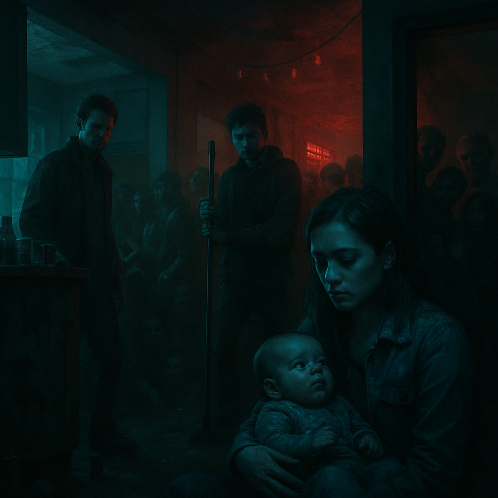 The dreamer finds themselves at their ex-partner's house amidst a chaotic party. A baby is neglected in the crowd, symbolizing an overlooked responsibility. Efforts to care for the baby and find necessities are hindered by indifferent people and strange occurrences.