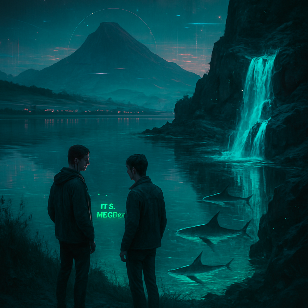 In the dream, the dreamer observes a beautiful lake near a mountain with a friend, Levi, who warns them it's poisoned. Later, the dreamer desires to swim in a pool from a waterfall but is scared of sharks.