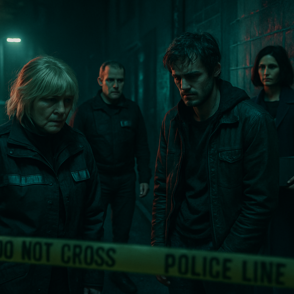 The dreamer is involved in a crime-related scenario with the characters from the TV show 'Happy Valley'. They experience a moral conflict and helplessness, wishing to change past actions or decisions. A woman carrying a box appears, adding mystery to the scenario.