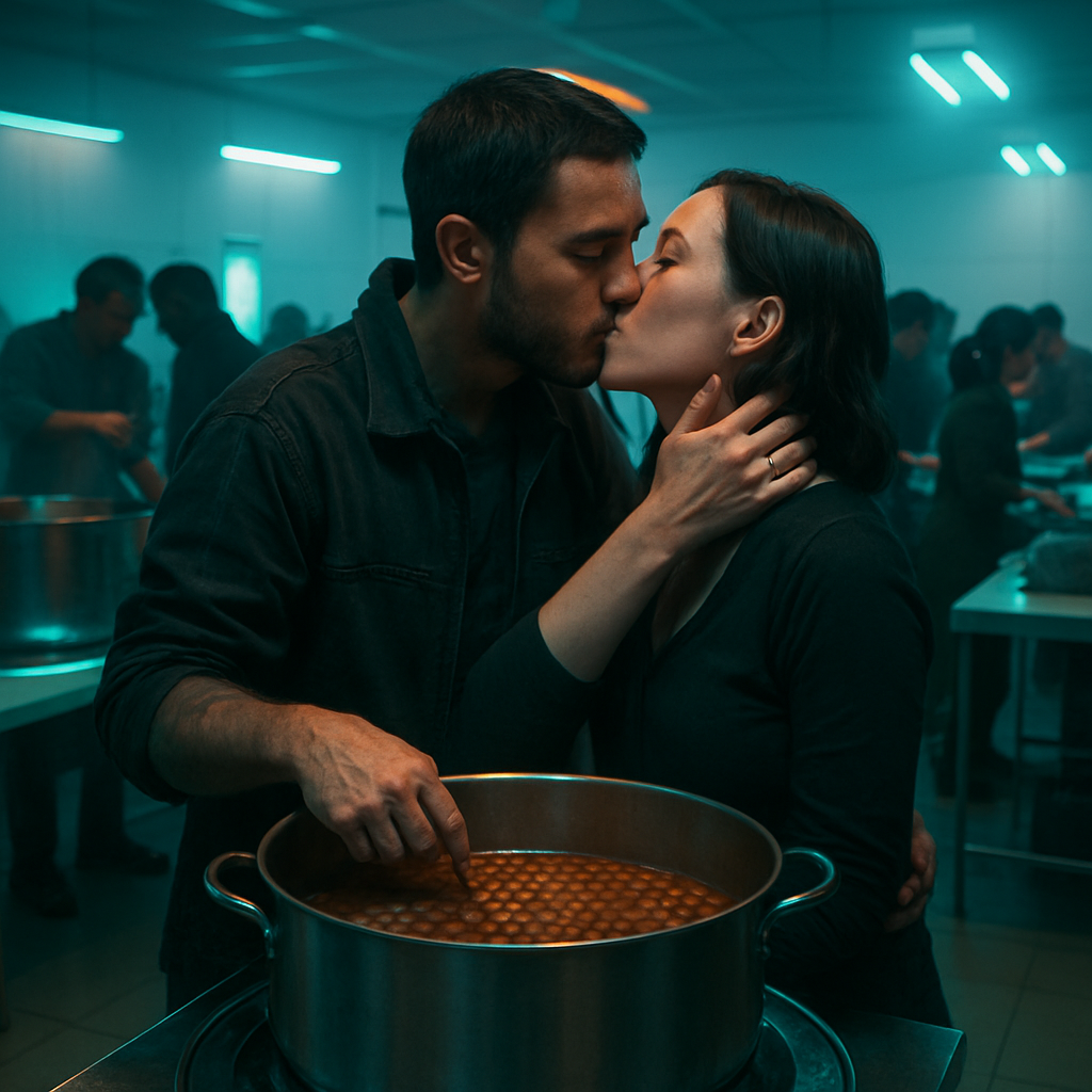 The dreamer is in a white room with many people preparing for something significant, while they cook beans in a large metal pot. The dream concludes with a moment of sexual intimacy with their wife.