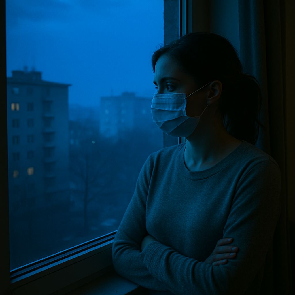 The dream involved a scenario where normalcy is defined by a pandemic situation. However, the outside world is entirely blue, signifying the need to remain indoors and suggesting underlying emotional or psychological themes.