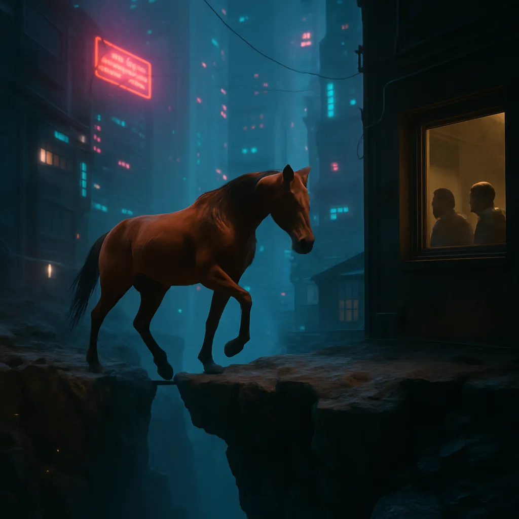 A horse skillfully navigates a dangerous precipice and comes to the dreamer's quarters, while others misinterpret its journey as being free of suffering.