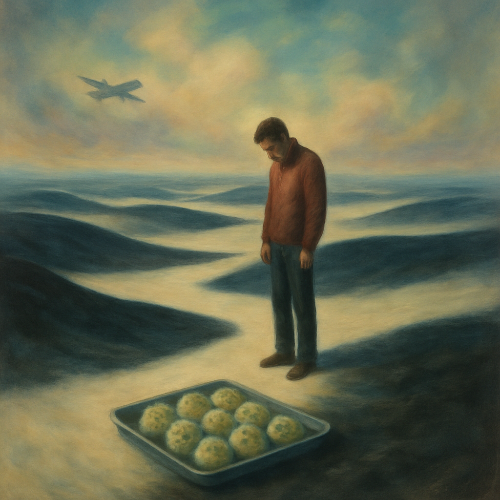 The dream involves wondering about qualifications, a scene with black and white sand, feeling potentially trapped, and encountering disgusting food, particularly molding eggs.