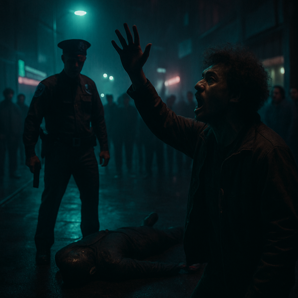 The dream involves witnessing an injustice where a police officer kills a Black person, while the dreamer's attempts to attract attention go unnoticed, evoking feelings of helplessness.