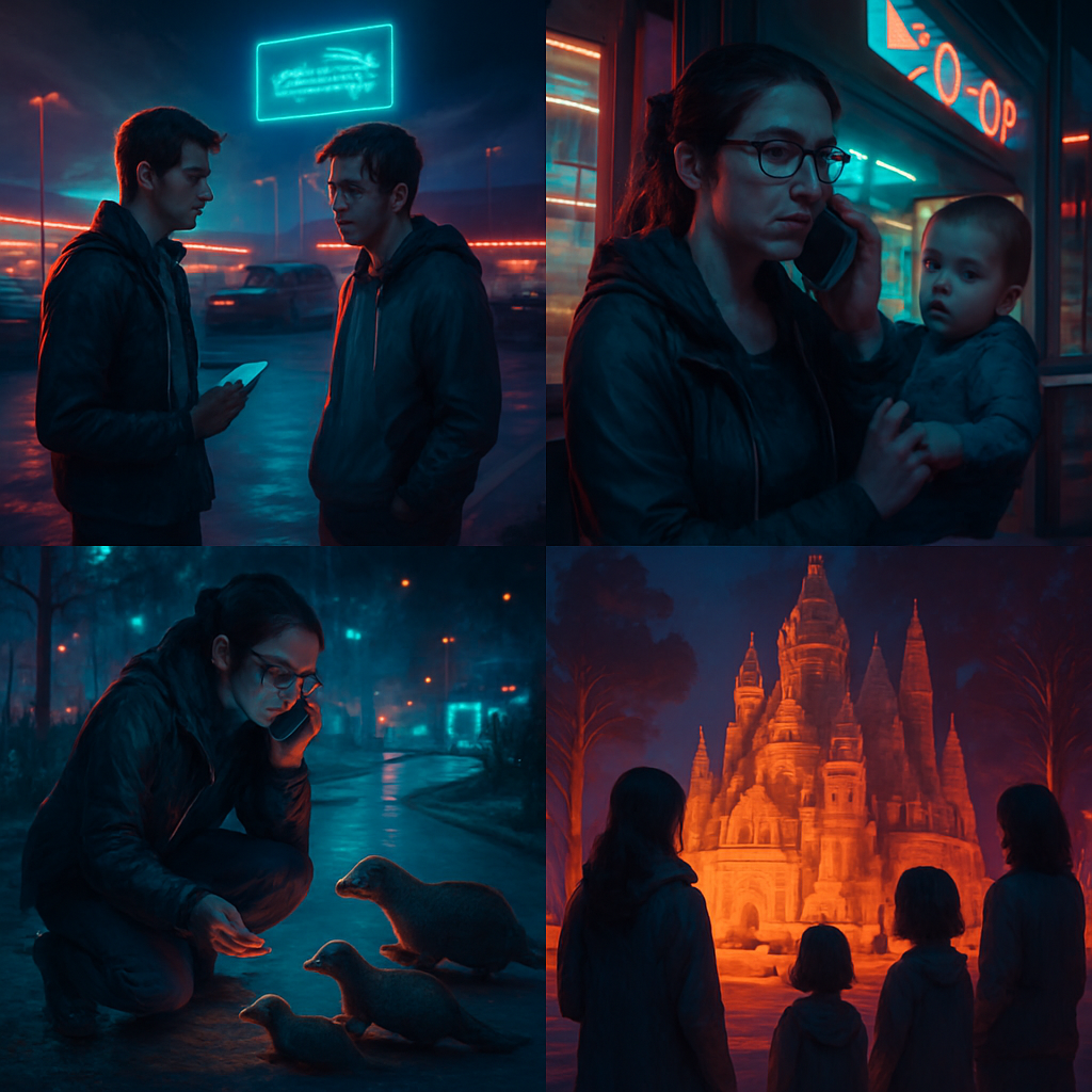 The dreamer found themselves in a parking lot, intended to visit Clay, but got sidetracked by a family of duck-billed platypuses, whom they helped. They then spent time in a convenience store with their baby brother Michael and faced communication issues. Later, they attended a meeting with women and children and admired a sand temple but felt a lack of romantic interest.