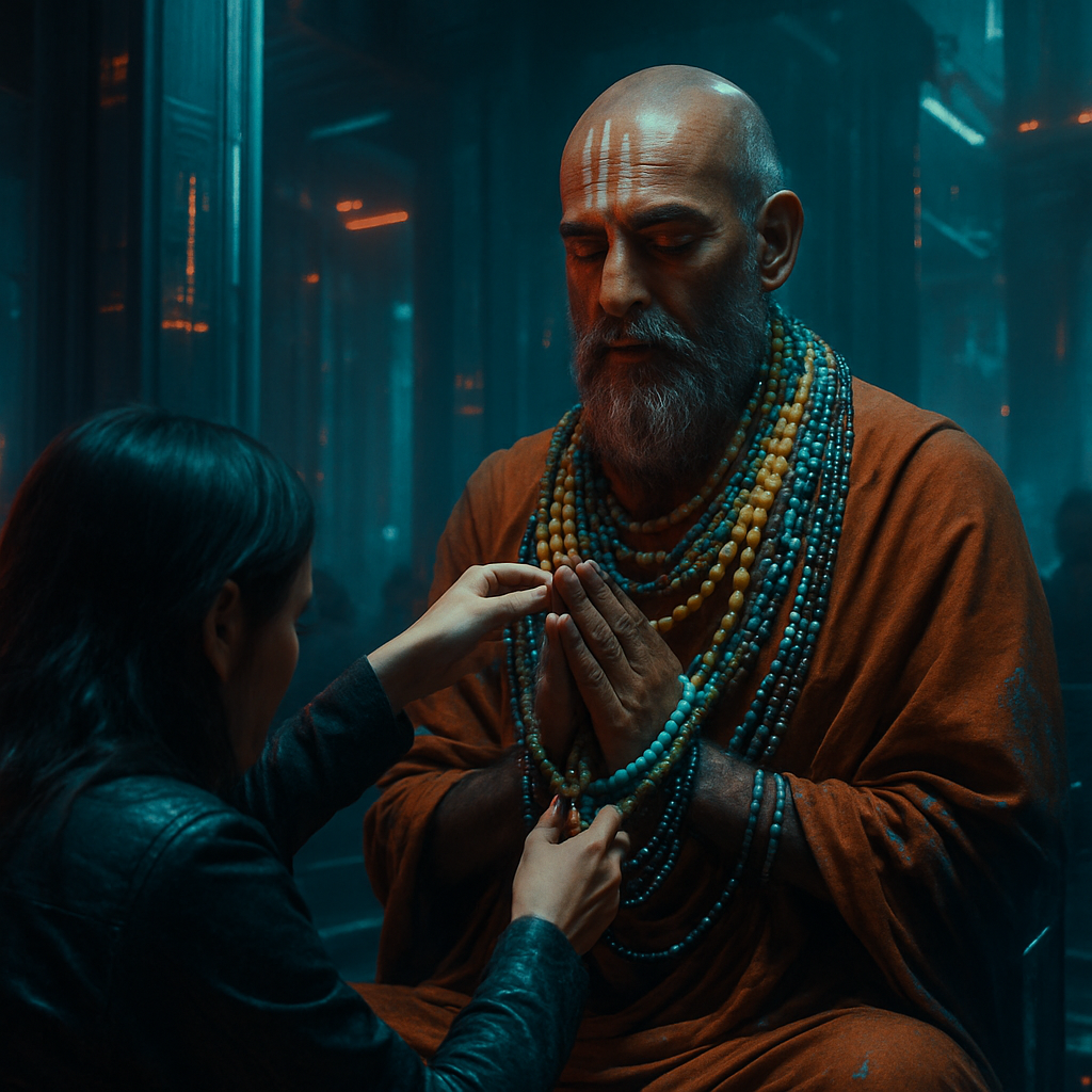 The dream features a holy man, possibly Kasyapa, whom the dreamer adorns with many necklaces. The holy man returns later in the dream. The dream takes place during a time of prayer focused on spiritual precepts.