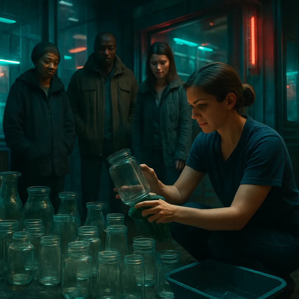 The dreamer assists people by emptying various glass containers and then organizes and cleans them. This suggests themes of helping others, processing emotions, and the desire for clarity or order.