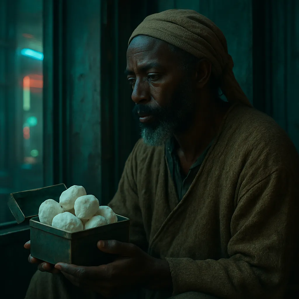 The dream involves observing a small box containing white items and a notable person of color in homespun clothing, creating themes of contemplation and grounding.