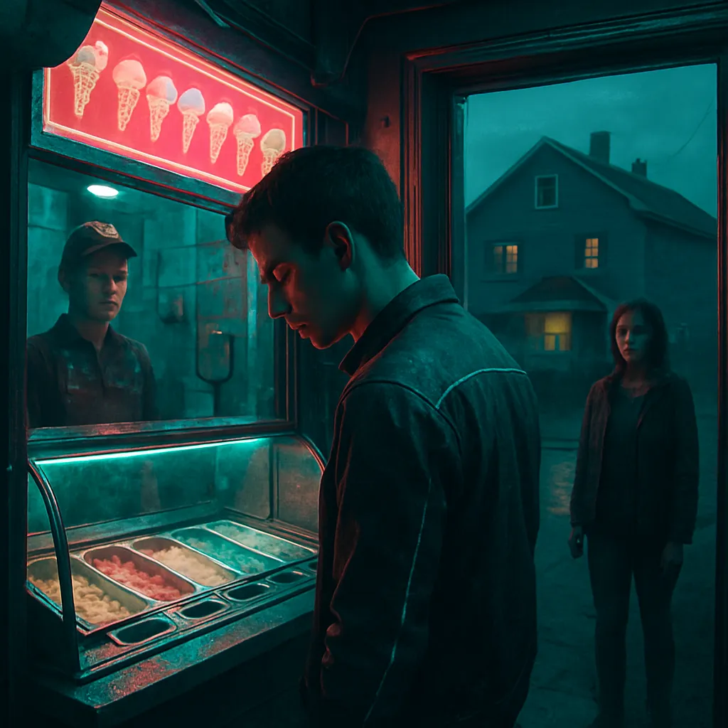The dreamer is indecisive at an ice cream place, feels pressure from people behind them, then enters an unfamiliar house, realizing it is occupied and feeling anxious about being noticed.