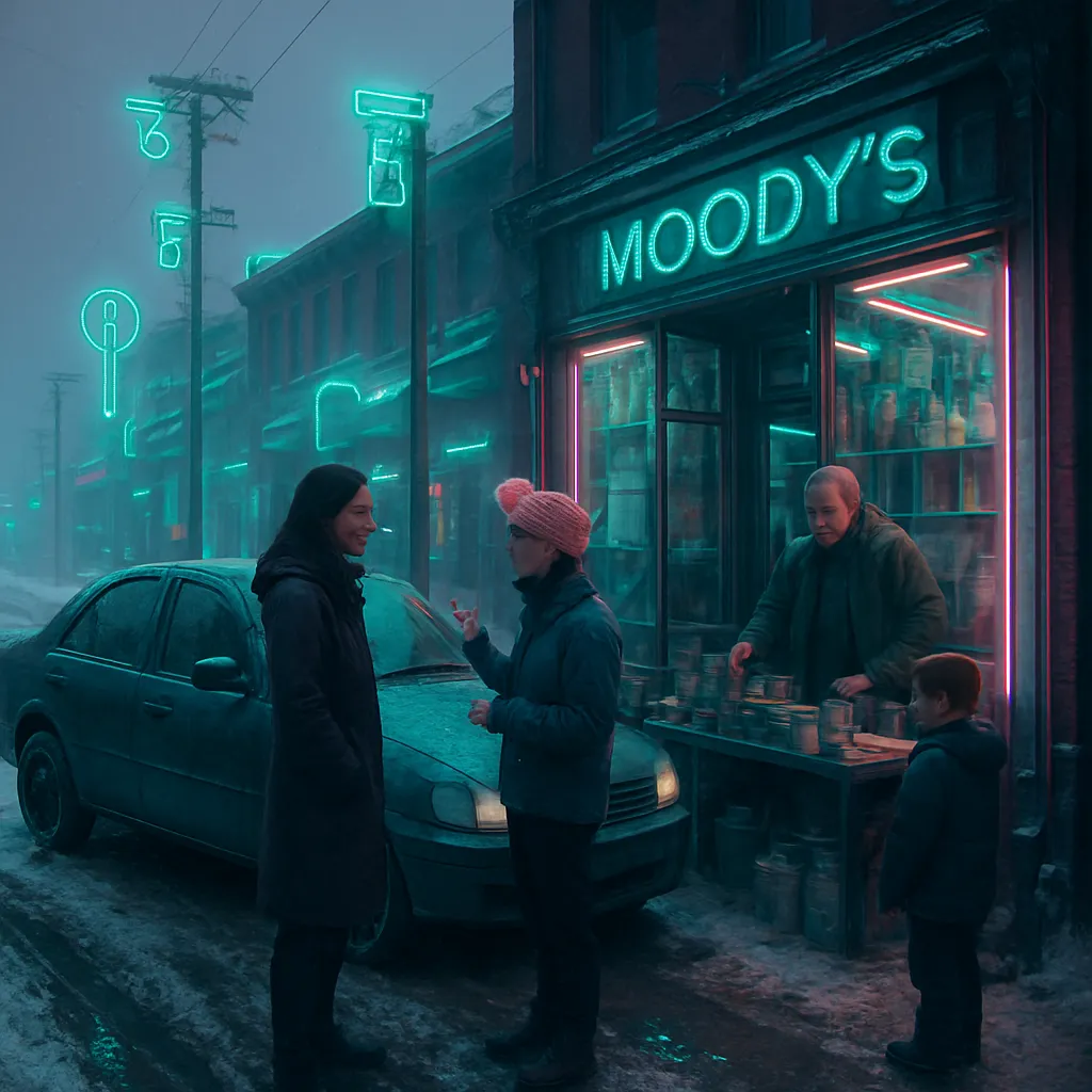 In a wintry setting, the dreamer struggles to drive through slushy roads and seeks chalk paint in a nostalgic railway town. They meet a friend from a yoga studio, who directs them to a store. After navigating a chaotic store environment, they eventually find the desired paints with the help of an elderly store clerk. Their son plays safely nearby.