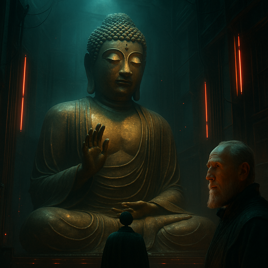 Audience with a gigantic, living form of Sakyamuni with a Superior Master present.