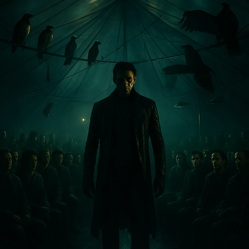 The dreamer finds themselves in a large tent/theater filled with people and birds. They await a dangerous man, along with others, to confront and potentially kill him.