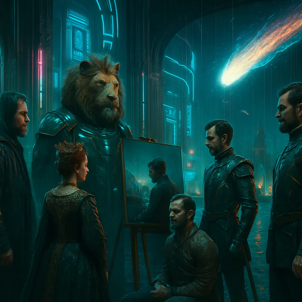 In this dream, the dreamer is guided by the Lion Man and Ordinary Man through a series of symbolic events including royal responsibilities, preparation for war, artistic obligations, and celestial omens. They witness diplomatic and naval activities and the rise and fall of power.