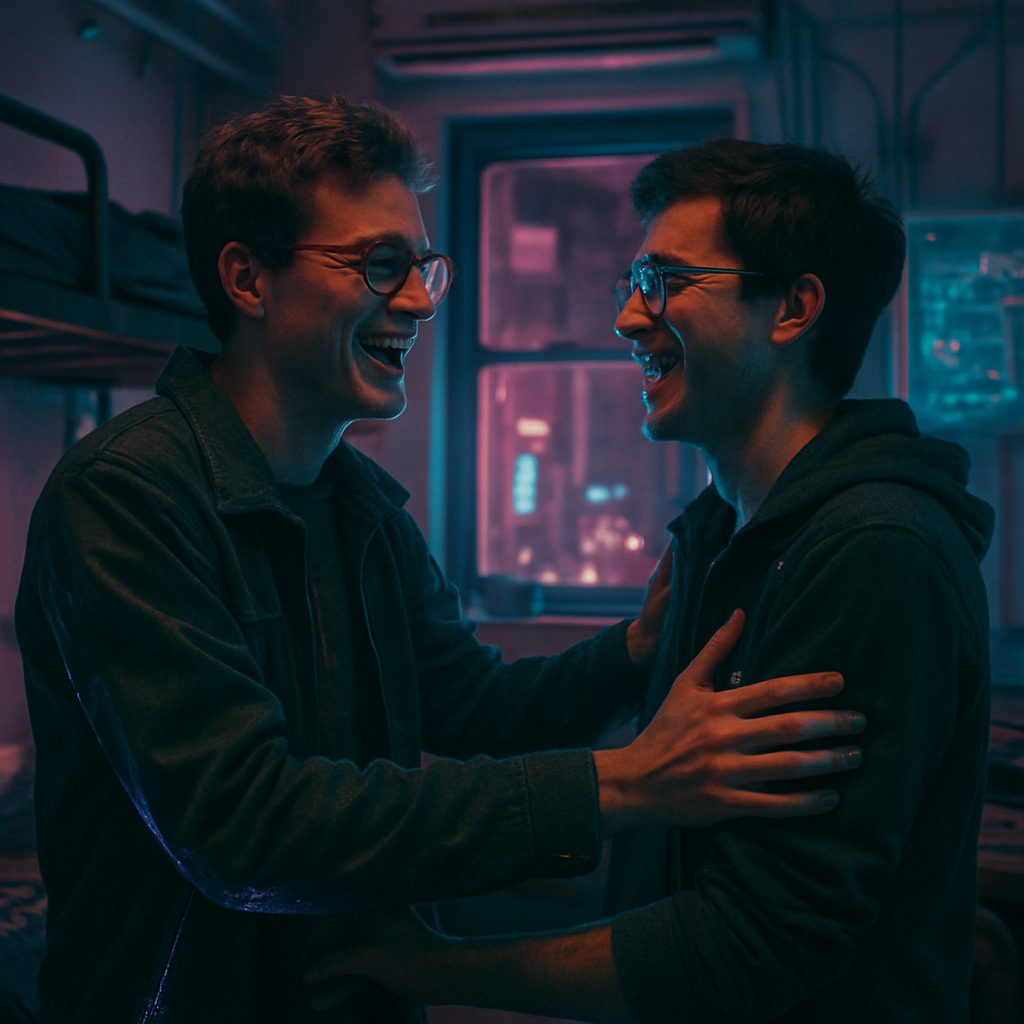The dreamer reconnects with an old college friend in a dormitory setting, feeling excitement and happiness. After reminding the friend of shared experiences, they recognize and are happy to see each other.