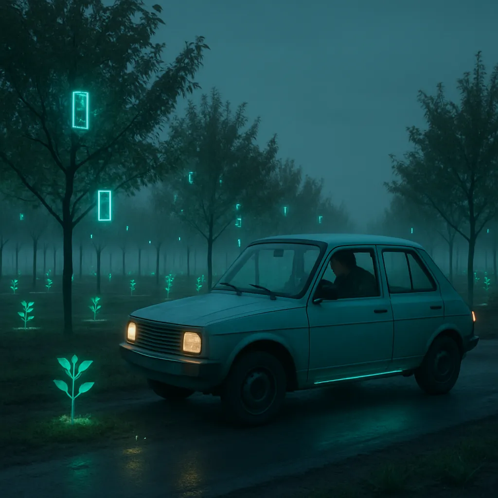 The dream involves taking care of small green plants or an orchard of trees, driving a very slow car while regularly checking them. It concludes with the realization of a slow but steady pace.
