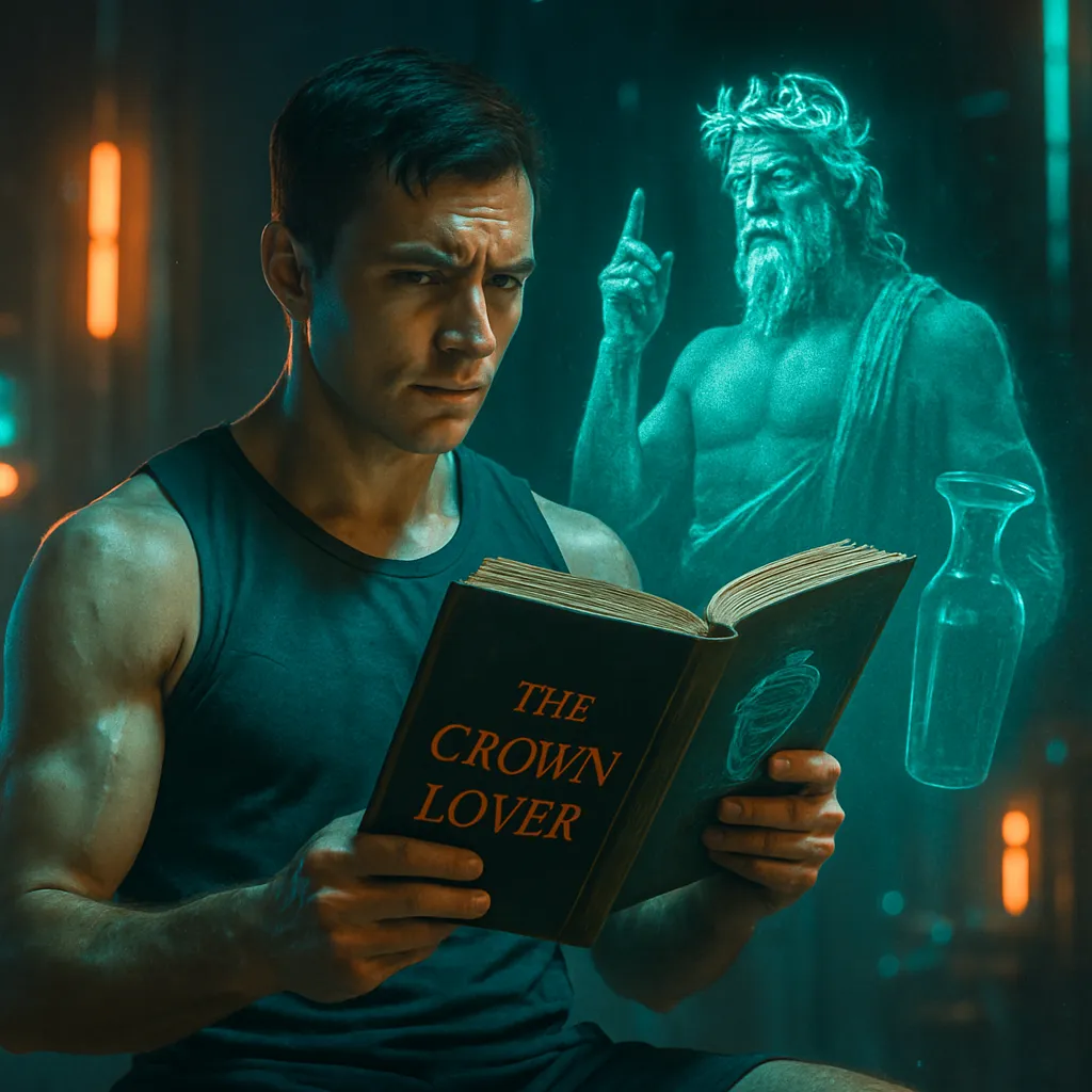 The dreamer feels they read an excellent, albeit forgotten, book ending with a lesson from a god advising an athlete to abstain from wine and drink water for victory. The dream ends with the title 'The Crown Lover' or 'The Crown Desirer.'