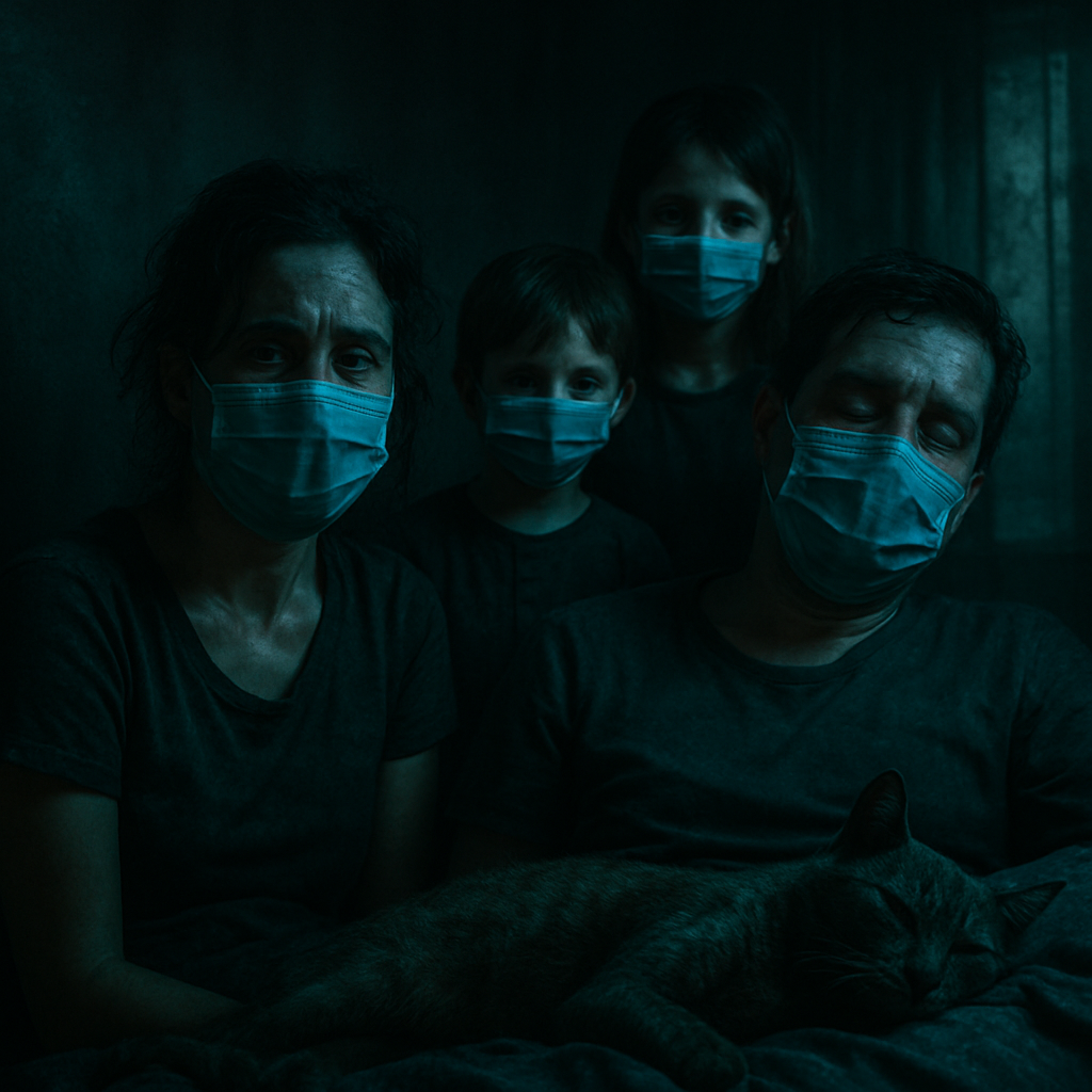 The dreamer experienced a nightmare where both she and her husband contracted COVID-19, raising concerns about caring for their young children. Additionally, the dream included the death of their cat from the virus.