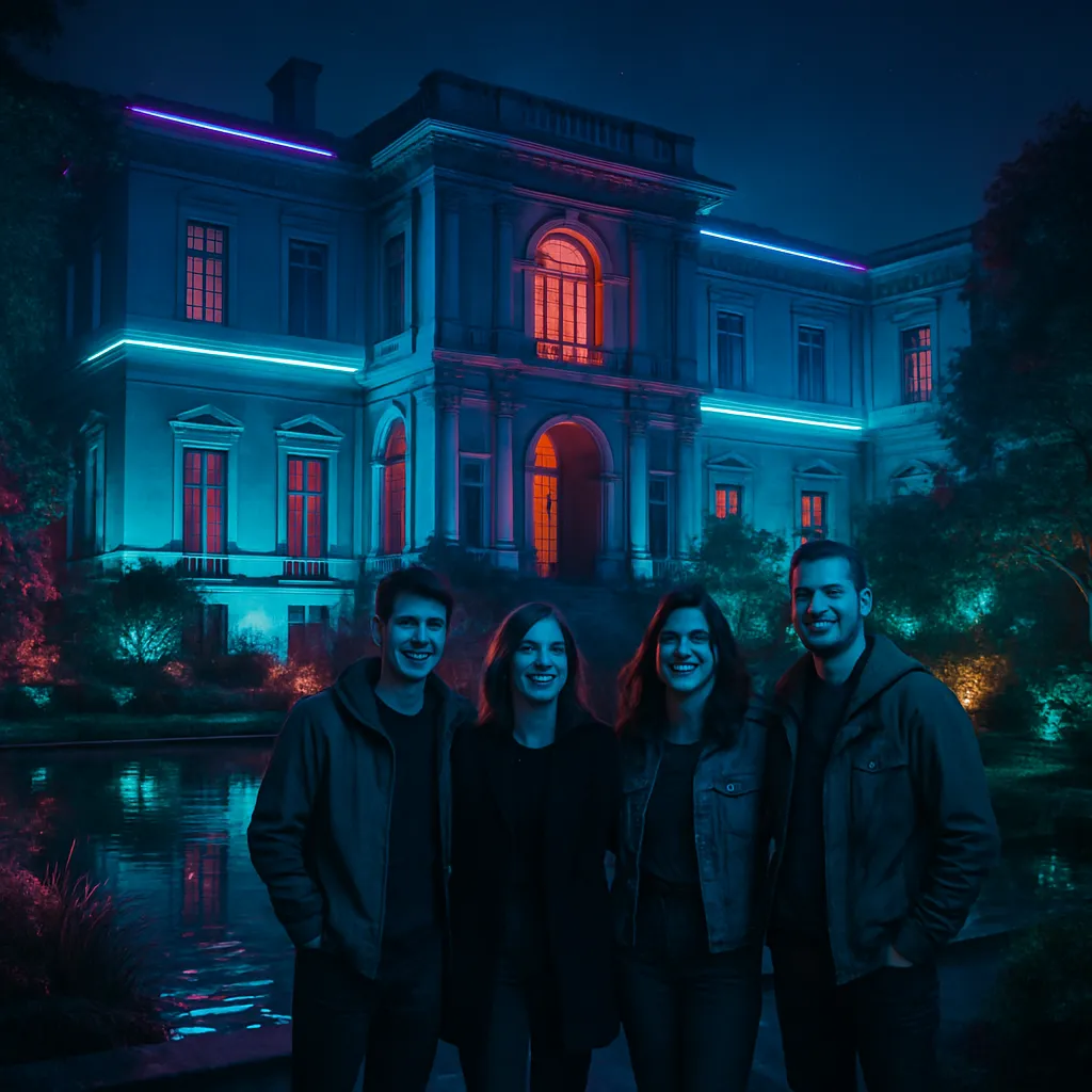 The dreamer visits a splendid mansion with ponds and is accompanied by good friends of delightful disposition.