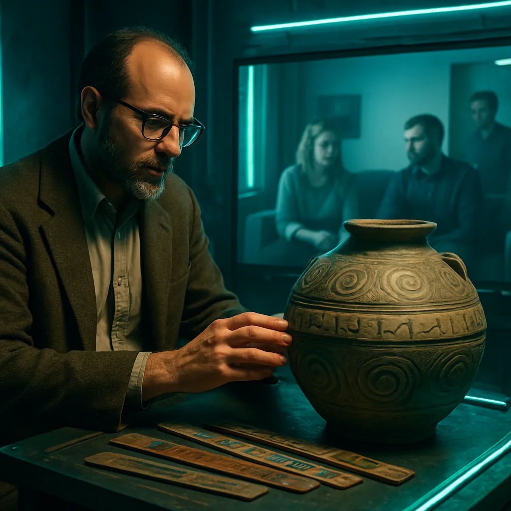 The dreamer explores an ancient ceramic jar and related artifacts, leading to feelings of fascination and intrigue. However, a sense of discomfort arises when they apparently intrude into Danielle's and Dudley's privacy through a television screen. Feelings of anxiety, guilt, and the struggle to regain control are prominent.