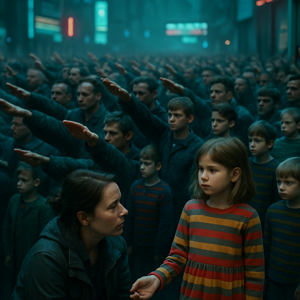 The dream involves a crowd performing what resembles a controversial gesture, followed by a discussion about children's clothing with stripes that appear both childish and intricate.