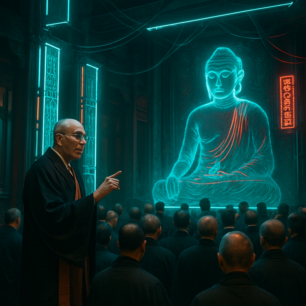 The dreamer was asked by Dharma Master Kakugon to instruct a group in spiritual teachings, but after failing to do so, the group lost interest, prompting a movement to continue the worship service elsewhere for Buddha’s nirvana.