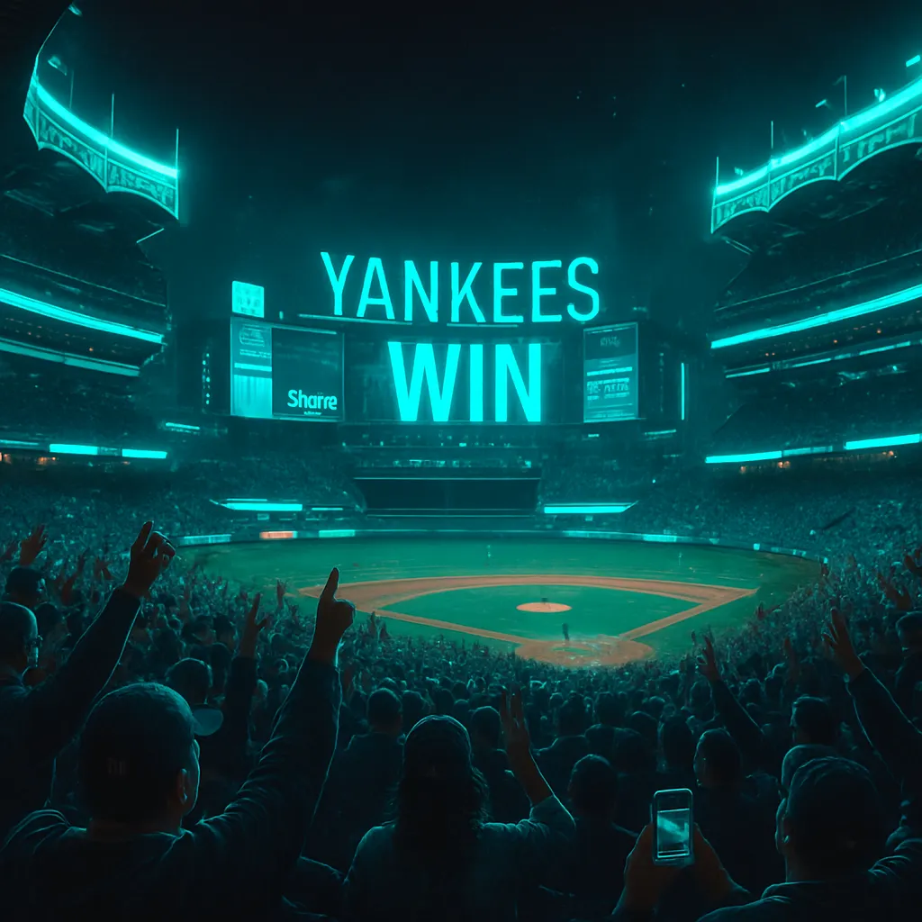 The dreamer is watching a game at Yankee Stadium where the Yankees, their favorite team, win. The stadium is full of cheering fans.
