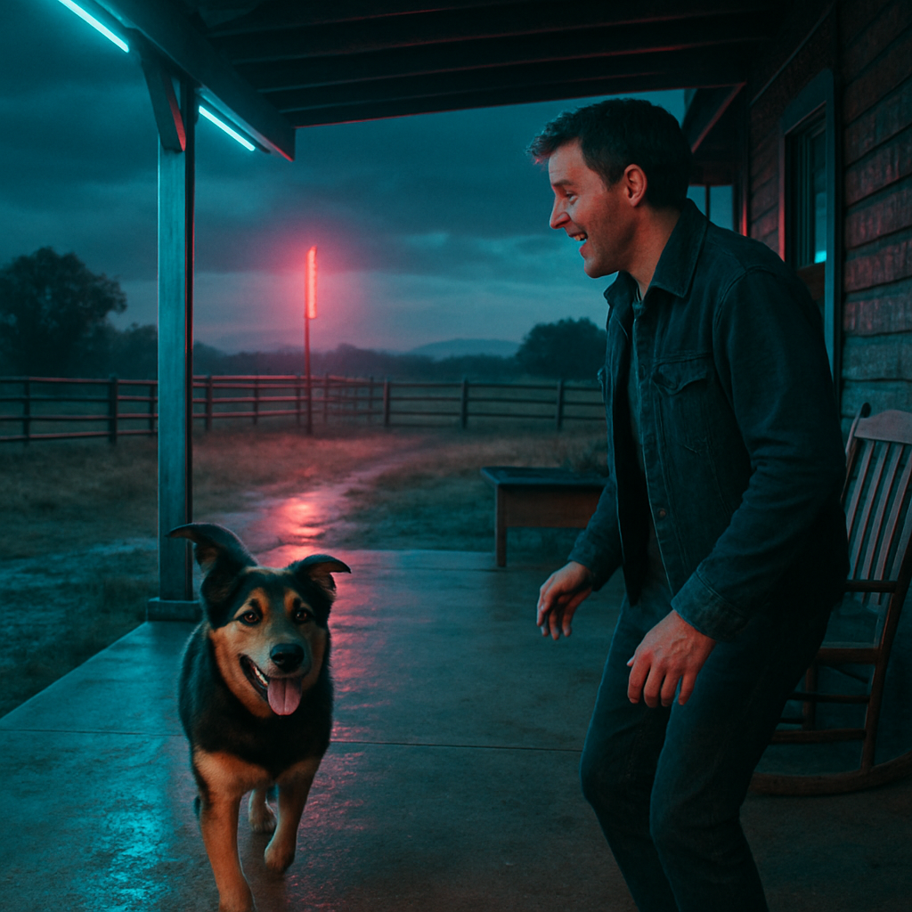 The dream features a joyful encounter with a dog named Levi on a ranch patio, filled with surprise and happiness.