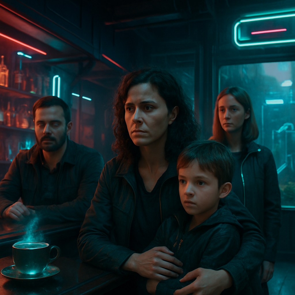 The dreamer enters a familiar bar, interacts with people while worrying about her missing son, searches for him, and is relieved upon finding him. There is an overlap with another dream where friends are moving but staying in town.