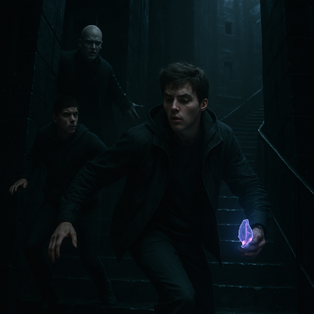 In a dark obsidian tower, the dreamer tries to escape a Voldemort-like antagonist using magic and crystals. The dream features conflict with a brother who prevents completing an escape plan, with the dream ending in panic and fear due to inability to leave.
