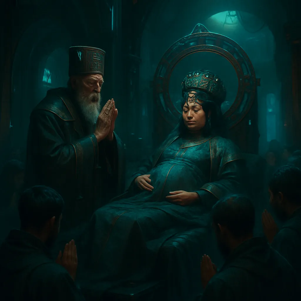 The dream involves the dreamer praying for the safe delivery of an Empress, leading to a communal prayer led by a Senior High Priest in a sacred setting.
