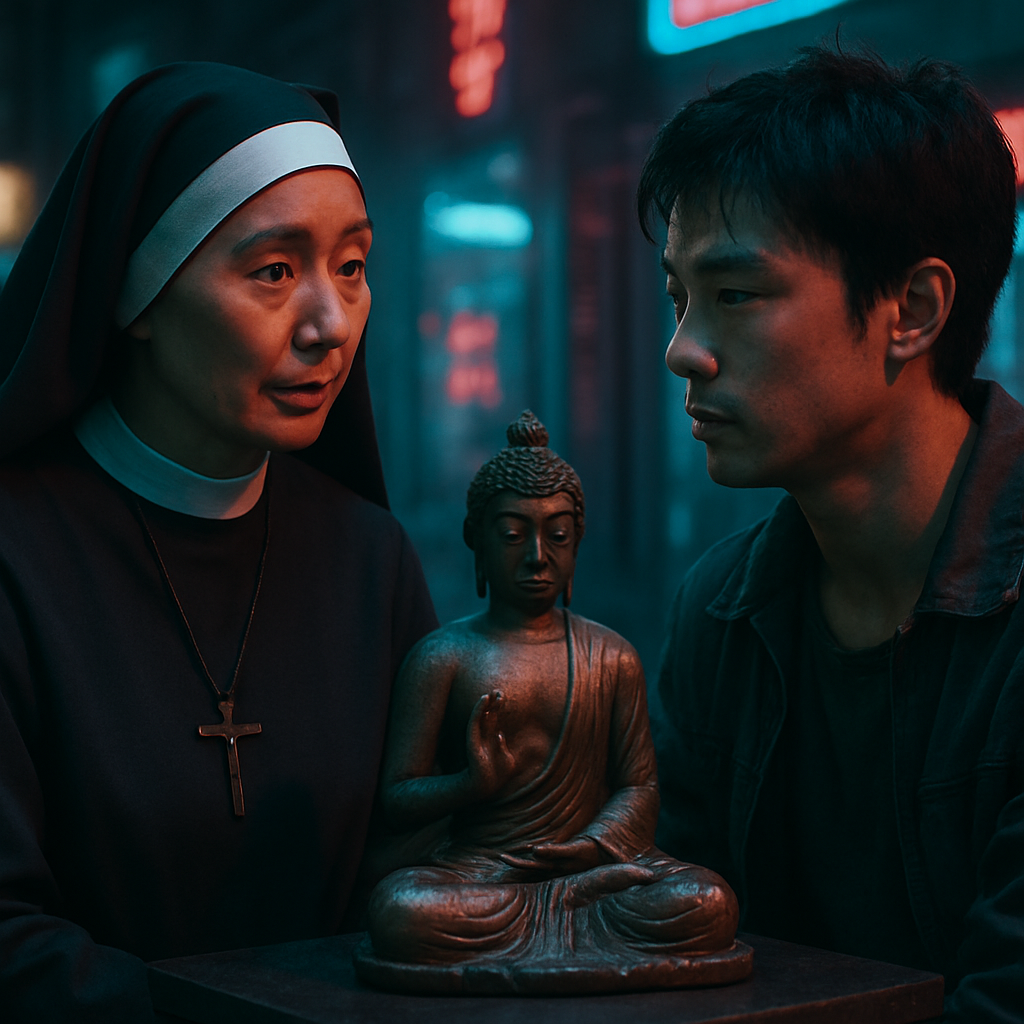 The dream involves a conversation with a nun named Minami, who instructs the dreamer to create a Buddha image. The dreamer expresses doubt and reasons for being unable to do so. The nun appears realistic in the dream.