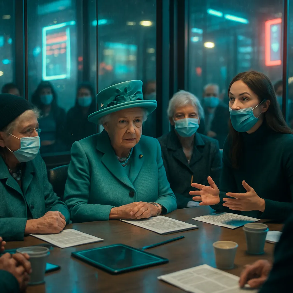 You were helping people with the Queen, received unexpected praise in a meeting from a young woman, felt anxious because you realized you weren't wearing a mask in a crowded setting.