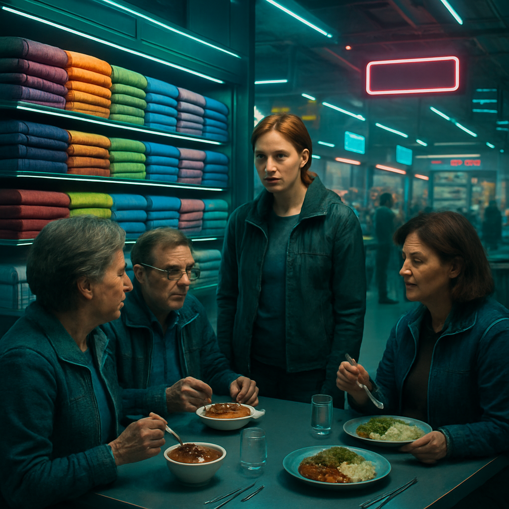 Dreamer confronts family issues in a department store setting, transitions into a scene of selecting towels, and ends with a shared family meal. The dream implies emotional healing and the importance of family connections.