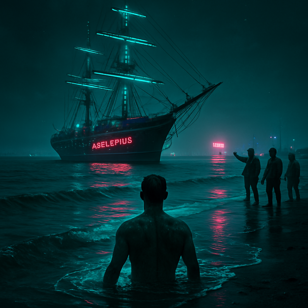 The dream involves being sent to wash in the sea and being foretold about the ship Asclepius at the harbor's mouth, where the dreamer is supposed to board. It includes sailors' remarks and other forgotten elements that align with real-life experiences.