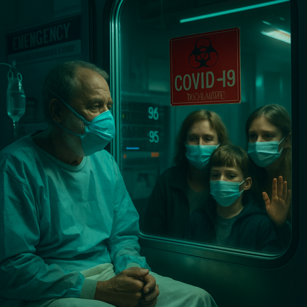 The dreamer finds themselves in a hospital, diagnosed with Covid-19, unable to communicate with family, causing anxiety about responsibilities.
