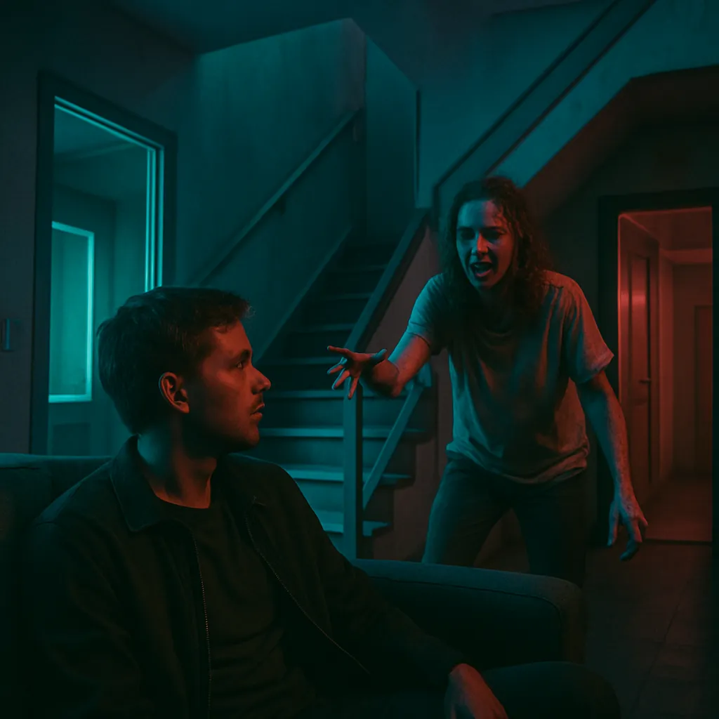The dreamer is in a non-traditional, strangely laid out house/apartment where Lucas lives. Initially feeling relaxed, they encounter a threatening woman they mistake for a ghost. The woman knows them by name and behaves in a manic way while asking for drugs.