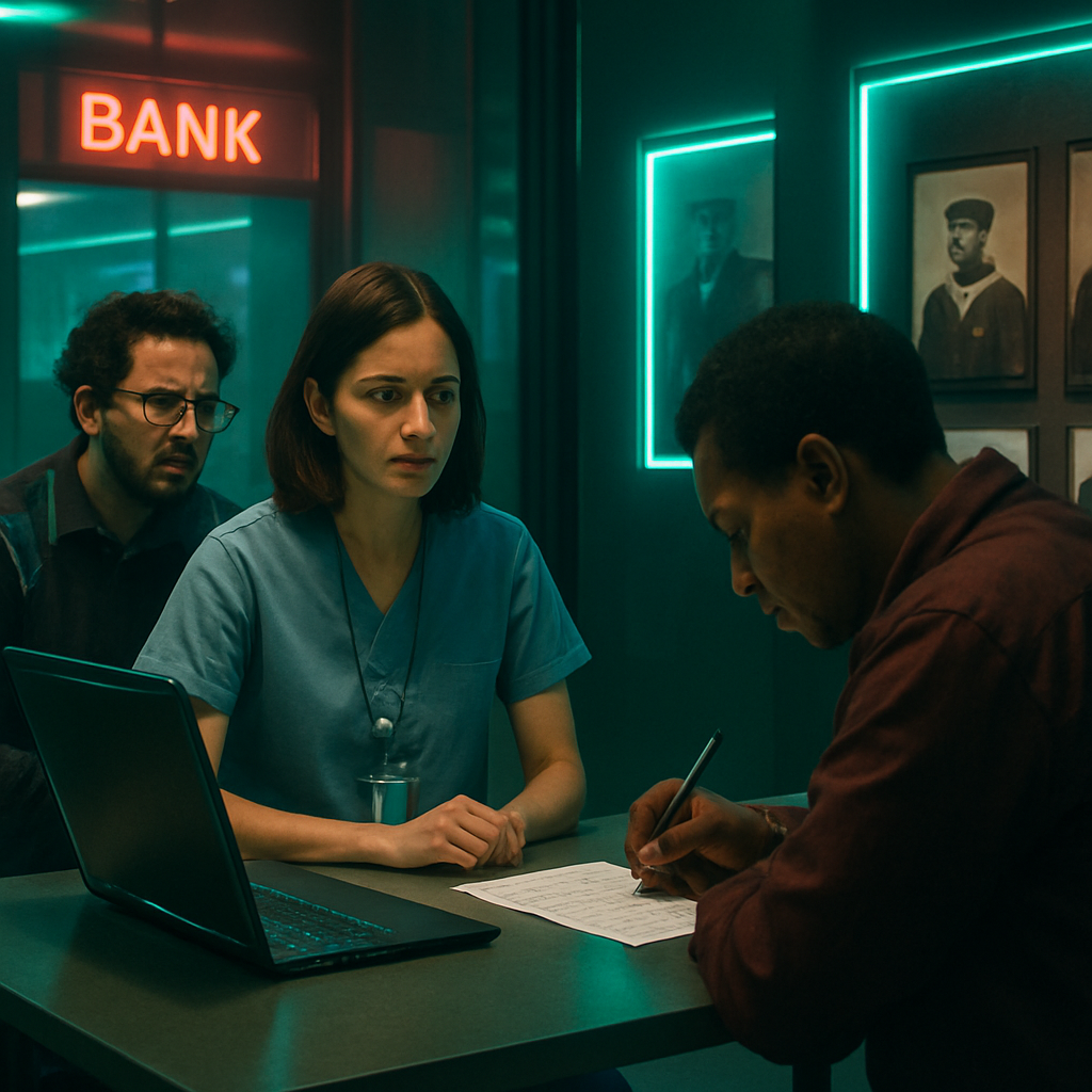 The dreamer works with a bilingual patient who frustrates the interpreter. After dealing with a banking issue and finding the patient angrily writing lists, the dreamer discovers an exhibit of black sailors' photos. The dream ends with unresolved feelings about the patient's behavior.
