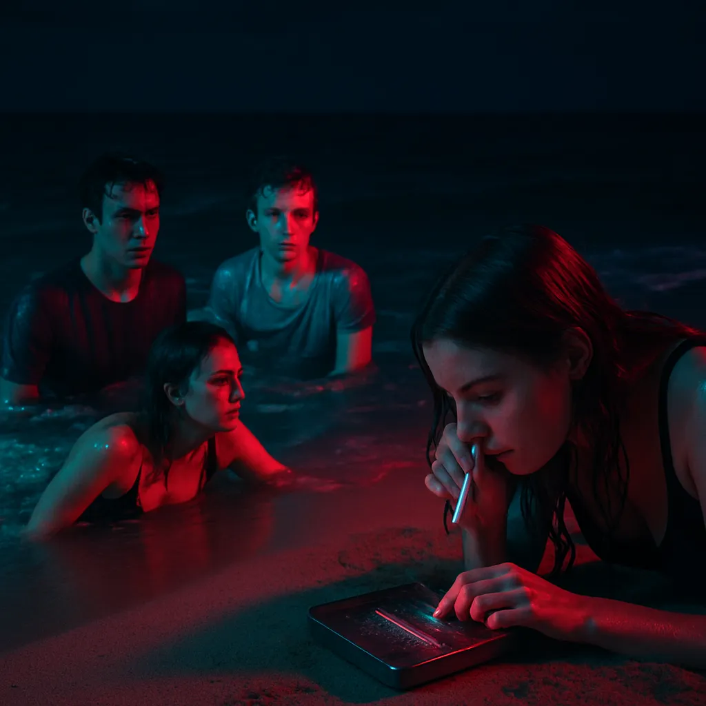 The dream involves swimming in the ocean at night, dealing with fears of sharks, interactions with a past crush, and indulging in hedonistic behavior.