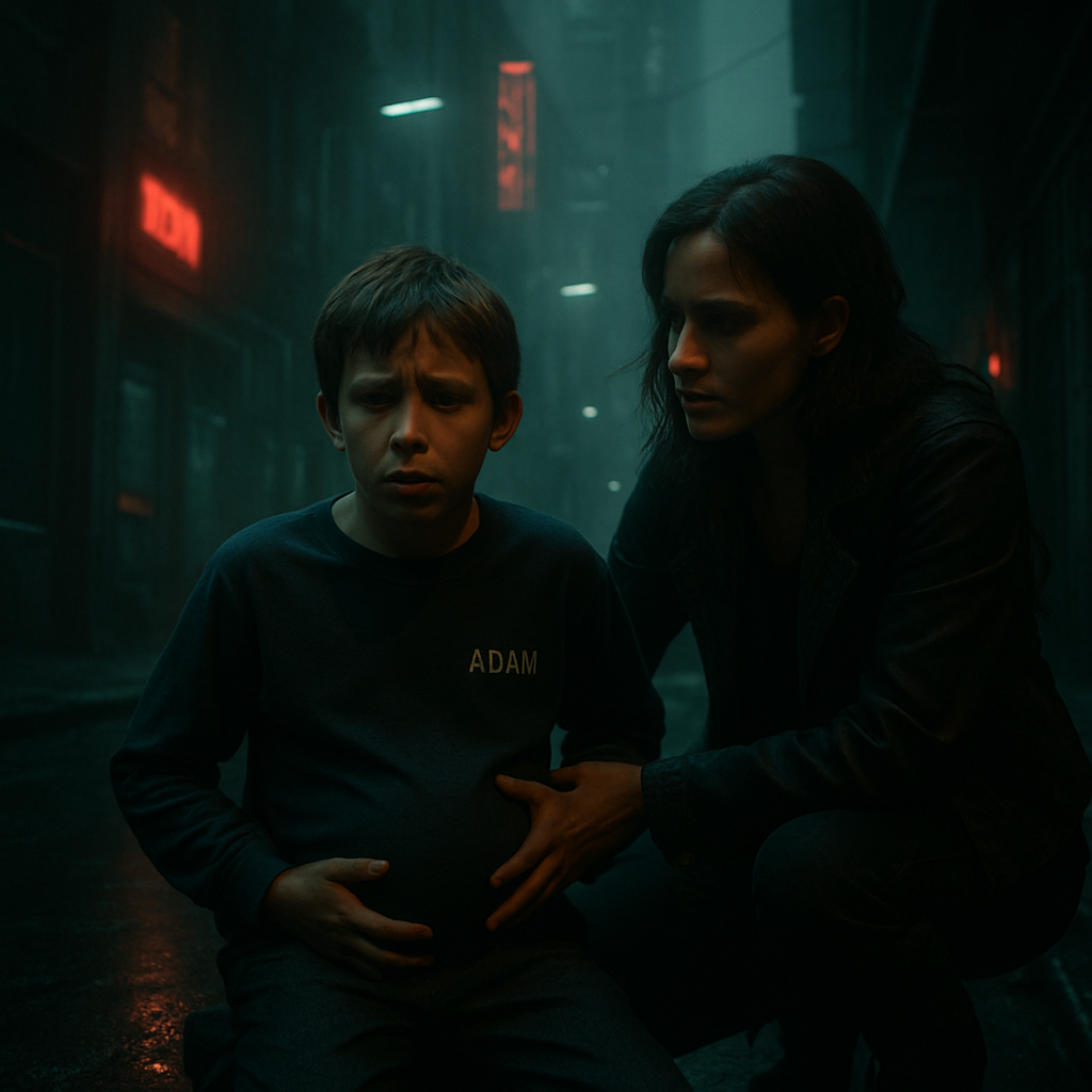The dream involves a boy, possibly named Adam, who is about to give birth, despite not appearing pregnant. The dreamer feels anxious and unprepared, recognizing the danger without medical help. Danielle is absent, and the setting is an unfamiliar city.