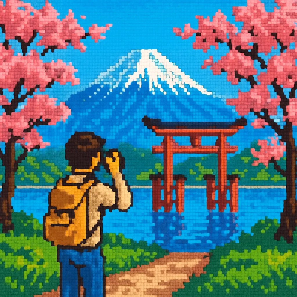 The dreamer wants to be in Japan, capturing a beautiful natural photograph.