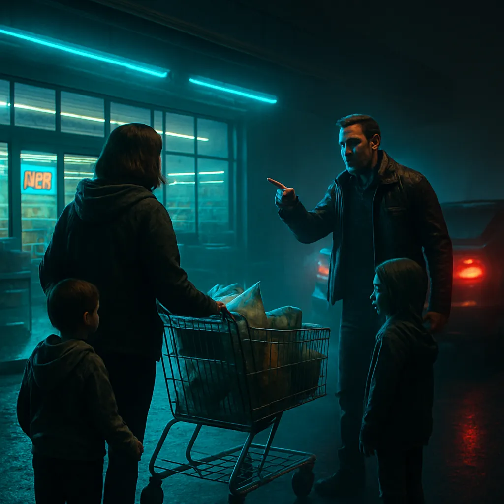 The dreamer is shopping in a dark grocery store with their children, but an encounter with their ex-partner leads to a confrontation over custody and control. The dream ends with the dreamer leaving the situation in anger but with a sense of clarity and resolve.