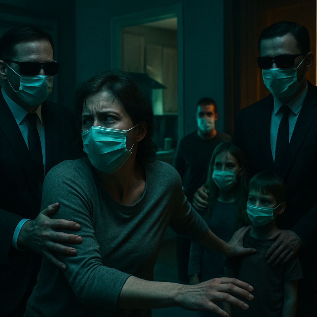 Dream of being separated from family by men in black suits due to a virus infection.
