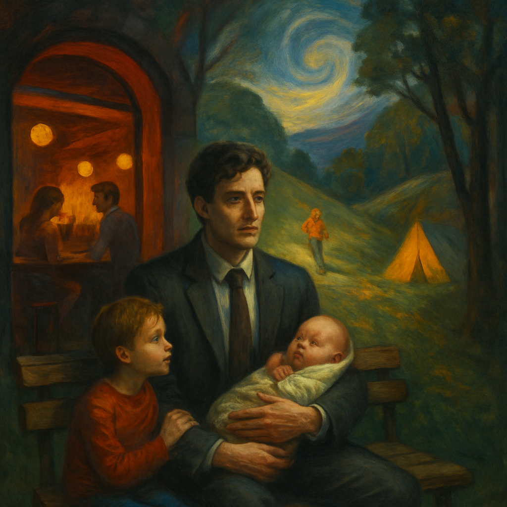 The dreamer finds themselves in a work setting, embodying a different persona with extreme habits and living an exciting yet lonely secret life. They bond with a colleague's child, Oliver, and encounter a mysterious baby, triggering nurturing and protective instincts.