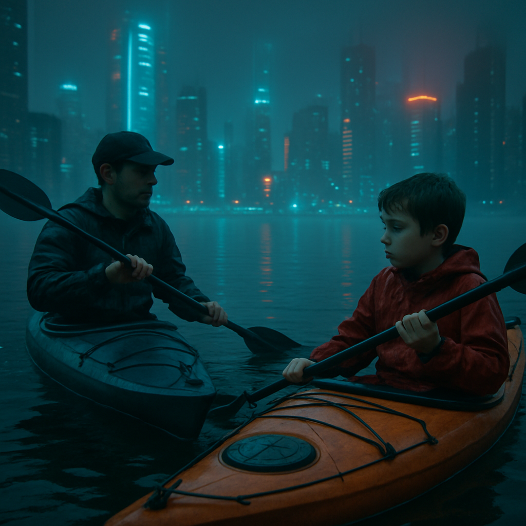 The dream involves planning a kayak trip where the dreamer and Adam, possibly a younger sibling or younger self, start paddling from different locations to meet in the middle. However, concern over Adam's ability to handle the journey alone leads to changing or cancelling the plans.
