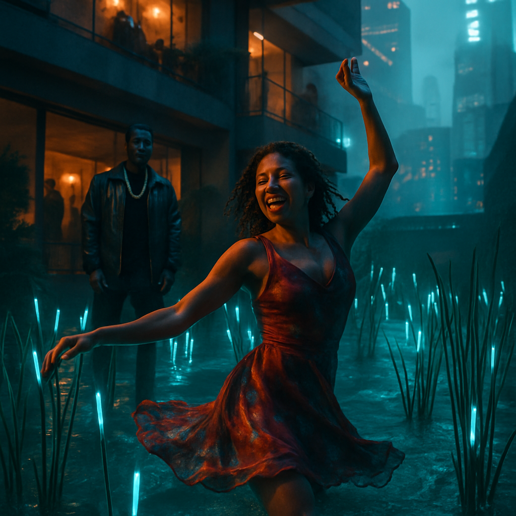 The dreamer attended a party at a famous rapper's house, exploring a private ocean where mysterious reeds lifted them up. They felt powerful and expressed joy through dancing, experiencing inner freedom.