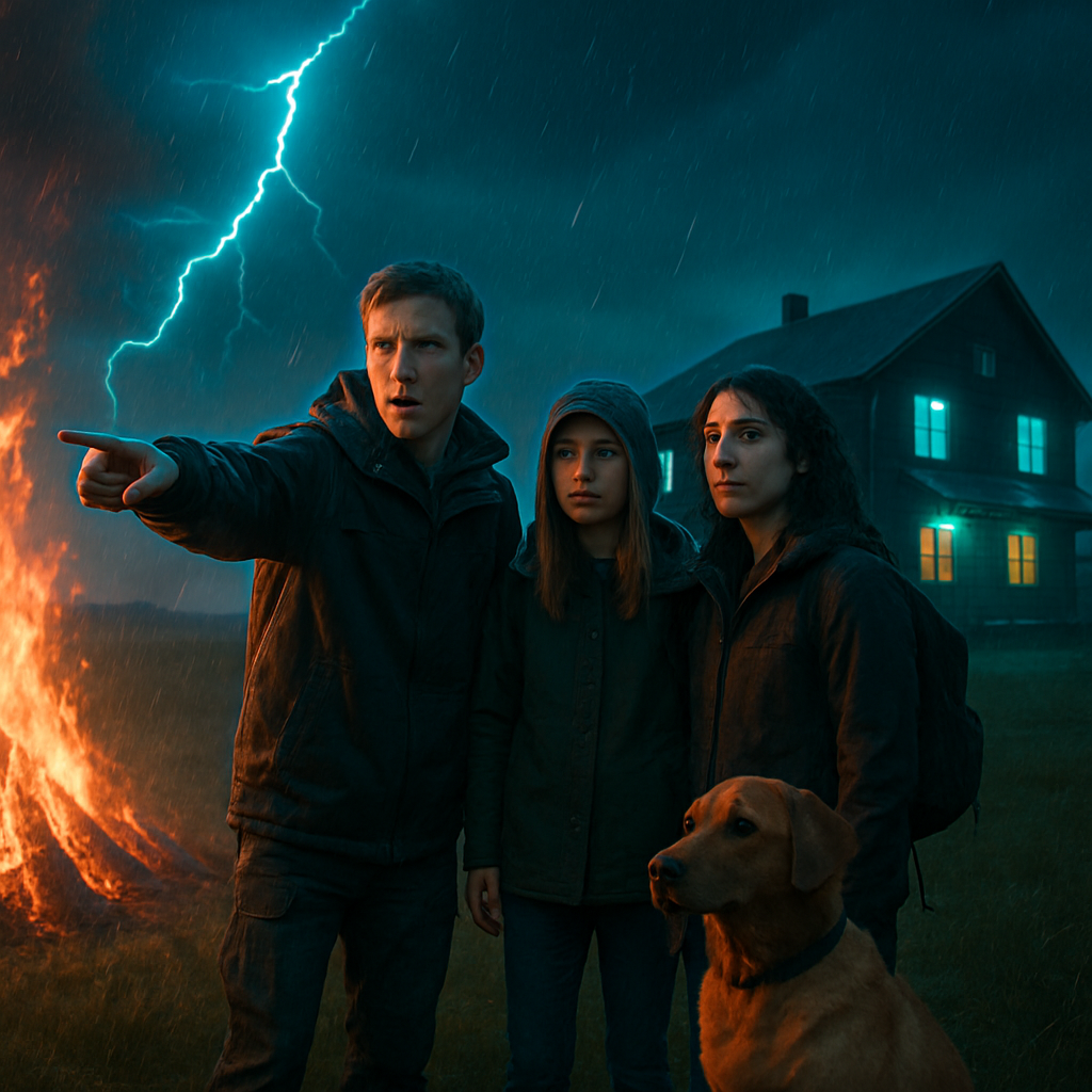 The dream involves participating in an outdoor ceremony threatened by rain and lightning, symbolizing transformative forces. Despite danger, attempts to warn others are ignored. The dream proceeds with planning an adventurous trip to a cold place, exploring fears, and ends with a scene involving a dog at a communal house, representing connections and responsibilities.
